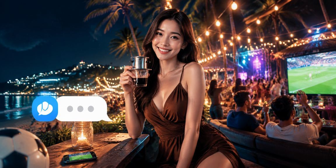 Người dùng tại Phú Quốc thưởng thức cà phê và theo dõi kèo thể thao trực tuyến