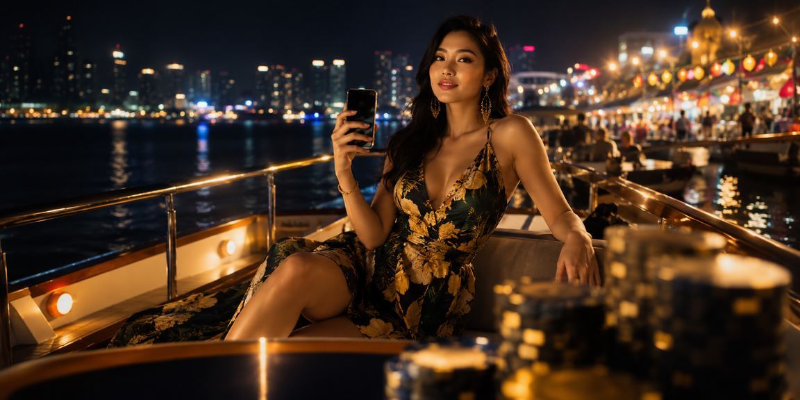 Người dùng trải nghiệm casino di động tại chợ đêm Vũng Tàu về khuya
